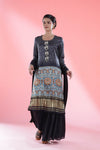 Cool Black Printed Straight Suit Set With Hand Embroidery