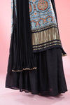 Cool Black Printed Straight Suit Set With Hand Embroidery