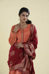 Creamy Peach Straight Suit Set With Hand Embroidery