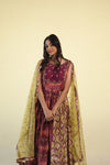Tyrian Purple Long Dress with Bandhani Butti Pattern