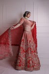 Cadmium Red Bridal Lehenga with Embroidery