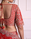Cadmium Red Bridal Lehenga with Embroidery