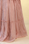 Melon Pink Embellished Long Gown With Floral Design