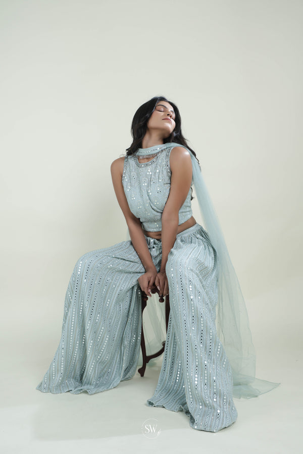 Myrtle Blue Embroidery Sharara