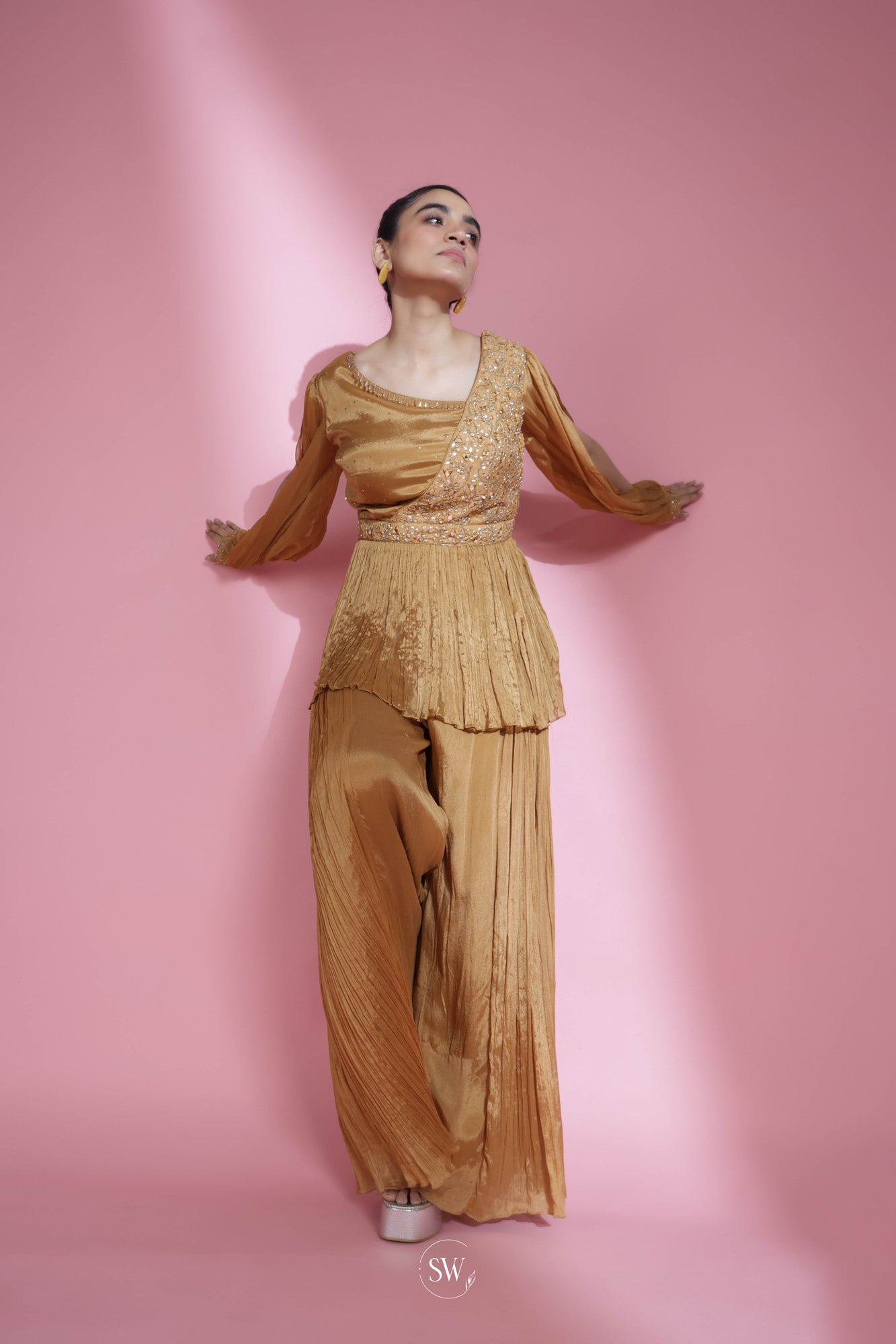 Copper Gold Embroidery Sharara