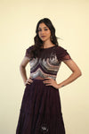 Dark Purple Gown with Embroidery