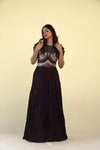 Dark Purple Gown with Embroidery