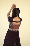 Dark Purple Gown with Embroidery