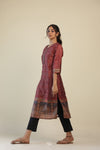 Brownish Red Printed Kurti with Diamond Pattern