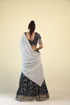 Dark Navy Blue Lehenga Set with Hand Embroidery