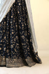 Dark Navy Blue Lehenga Set with Hand Embroidery