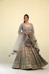 Pista Green Bridal Lehenga Set with Hand Embroidery