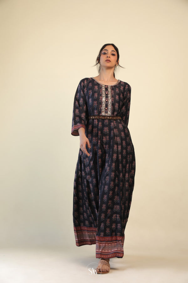 Kajal Black Everyday Kurti with Hand Embroidery