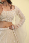 Pastel Cream Embroidery Lehenga Set