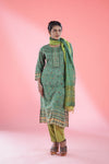 Viridian Green Printed Straight Suit Set With Floral Design