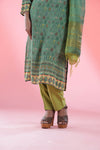 Viridian Green Printed Straight Suit Set With Floral Design
