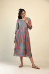 Light Gray Printed Straight Suit Set with Abstract Design