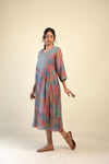 Light Gray Printed Straight Suit Set with Abstract Design