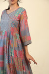 Light Gray Printed Straight Suit Set with Abstract Design