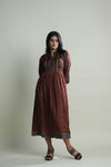 Maroon Straight Kurti Set with Floral Print