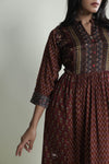 Maroon Straight Kurti Set with Floral Print