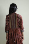 Maroon Straight Kurti Set with Floral Print