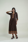 Classic Black Kurti with Floral Design
