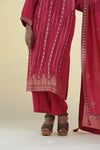 Paradise Pink Straight Suit Set With Hand Embroidery