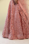Bright Peach Lehenga Set with Hand Embroidery