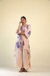 Pastel Peach Palazzo Set with Floral Print