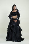 Kajal Black Plain Lehenga Set with Embroidery