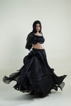 Kajal Black Plain Lehenga Set with Embroidery