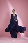 Yankees Blue Indo Western Dress with Hand Embroidery