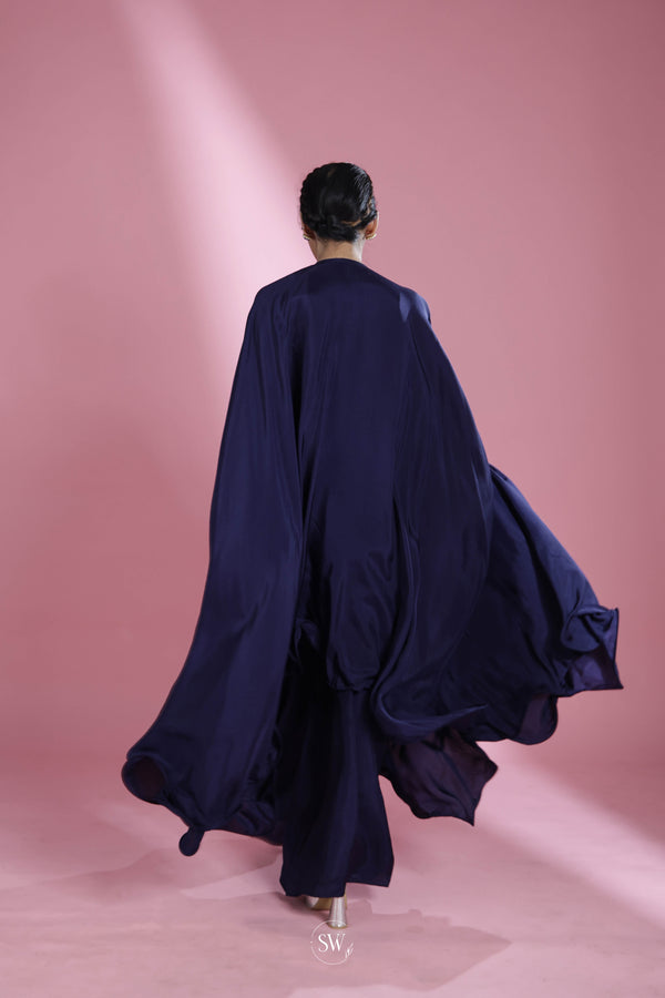 Yankees Blue Indo Western Dress with Hand Embroidery