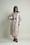 Pastel Beige Floral Printed Long Dress