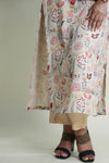 Pastel Beige Floral Printed Long Dress