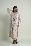 Pastel Beige Floral Printed Long Dress