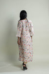 Pastel Beige Floral Printed Long Dress