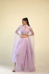 Oyster Pink Lehenga Set with Hand Embroidery