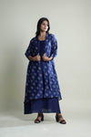 Royal Blue Printed Jacket Kurti with Bandhani Design