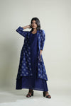 Royal Blue Printed Jacket Kurti with Bandhani Design