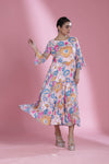 Light Peach Printed Kurti with Hand Embroidery