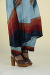 Light Sky Blue Printed Straight Suit Set With Floral Design