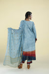 Light Sky Blue Printed Straight Suit Set With Floral Design