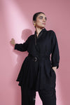 Classic Black Top & Bottom Set With Hand Embroidery