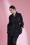 Classic Black Top & Bottom Set With Hand Embroidery