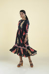 Night Black Printed Kurti with Floral Design