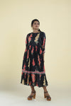 Night Black Printed Kurti with Floral Design