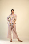 Champagne Pink Printed Co-ord Set With Floral Design