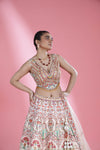 Pastel Peach Lehenga Set with Floral Embroidery